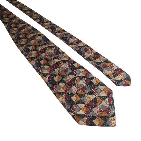 Luciano Gatti Vintage Italian Silk Geometric Tie Designer Office Accessory - Picture 1 of 5